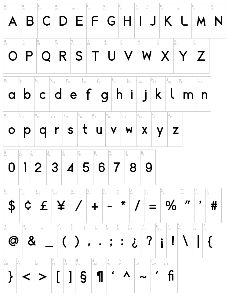 Alcefun font map